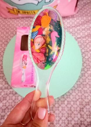 Расческа щетка для волос детская с морскими ракушками переливушками