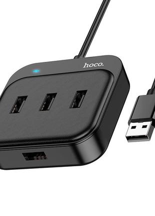 Hub адаптер наружный hoco easy 4-in-1 converter hb31 (usb to usb2.0*4) (l = 1.2 m) black
