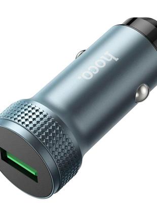 Адаптер автомобільний hoco z49a level single port qc3.0 car charger metal gray