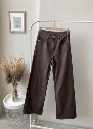 Трендовые коричневые джинсы h&amp;m wide leg в отличном состоянии