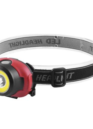 Фонарь налобный led headlamp 1802-cob+led 3xaaa