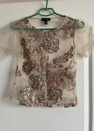 Блуза сіточкою з вишивкою паєтками