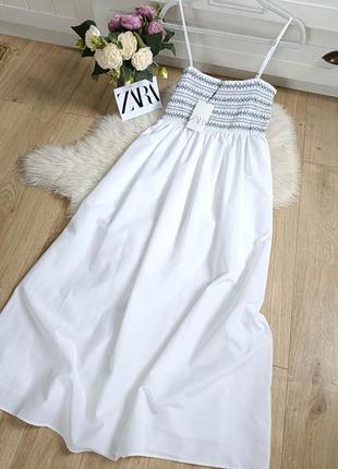 Комбинированное поплина платье от zara, размер xs-s2 фото