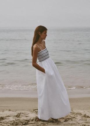 Комбінована поплінова сукня від zara, розмір xs-s*1 фото