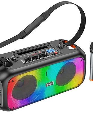 Акустика-караоке hoco party беспроводной dual mic outdoor bt speaker bs54 |bt5.1, 2mic, 3h, aux/fm/tf| black