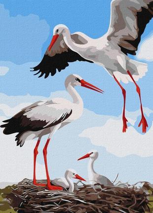 Картина за номерами сім'я лелек  ідейка 40 х 50  kho6603