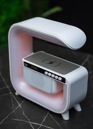 Нічник акумуляторний rgb g3 з бездротовою зарядкою і bluetooth колонкою 3w smart light sound machi