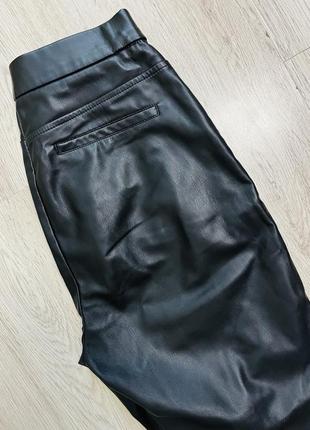 Брендовые брюки эко кожа zara# черные брюки2 фото