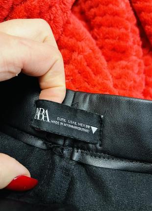 Брендовые брюки эко кожа zara# черные брюки6 фото