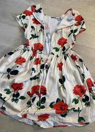 Платье с цветами бежевое летнее4 фото