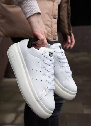 Шкіряні кросівки adidas stan smith pf white black2 фото