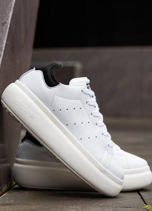 Кожаные кроссовки adidas stan smith pf white black5 фото