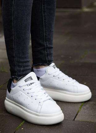 Шкіряні кросівки adidas stan smith pf white black9 фото