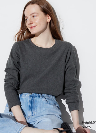 Сірий бавовняний лонгслів uniqlo