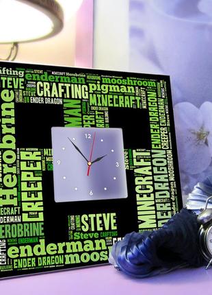 Тематические часы "майнкрафт. minecraft" для детской комнаты, спальни, стильное украшение интерьера3 фото