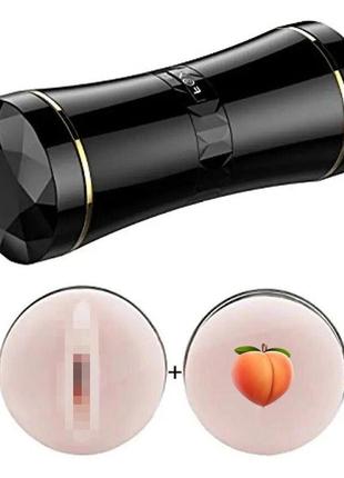 Мастурбатор вагіна та ротик у колбі fox masturbation cup - double ends black