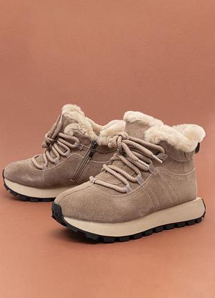 Теплі жіночі черевики зимові бежеві на замку 36-40 женские ботинки зима allsy