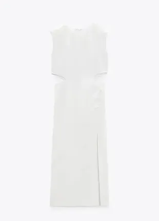 Белое платье миди с вырезами на талии от zara, размер м6 фото