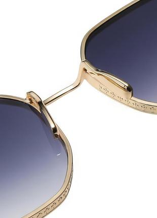 Сонцезахисні окуляри жіночі восьмигранні чорний градієнт коричневі із золотом6 фото