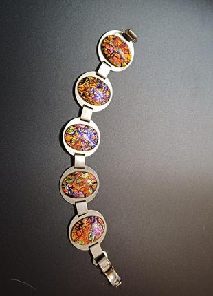 Браслет винтаж сплав опаловое стекло
