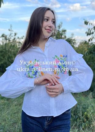 Блуза істра біла, галерея льону, сорочка льняна, 44-52рр.