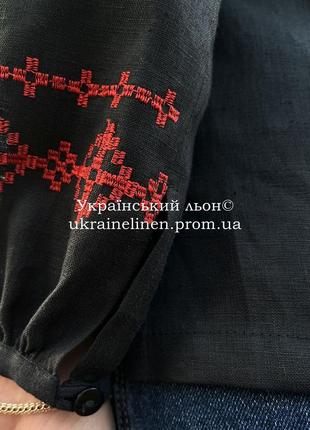 Блуза маречка черная, галерея льна, льняная рубашка, 42-54рр.