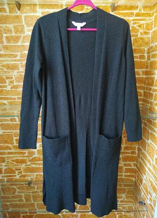 Графитовый длинный кардиган time tru s размер с накладными карманами