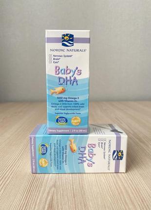 Омега-3 з вітаміном d3 для дітей, baby's dha, nordic naturals, 60 мл