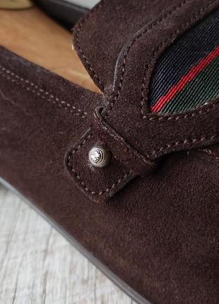 Лофери / туфлі gucci Braun suede web slip on loafers5 фото