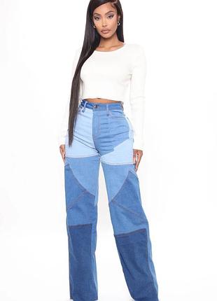 Широкі джинси печворк