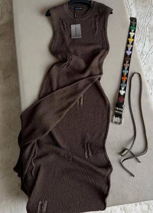 Сукня туніка на одне плече в стилі balenciaga шоколад
