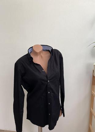 Сорочка чорна  классика  чоловіча  cotton &silk  м-l3 фото