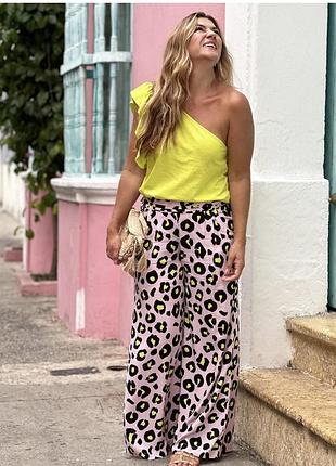 Брюки палаццо легкие леопардовые, размер м/л (арт1700)