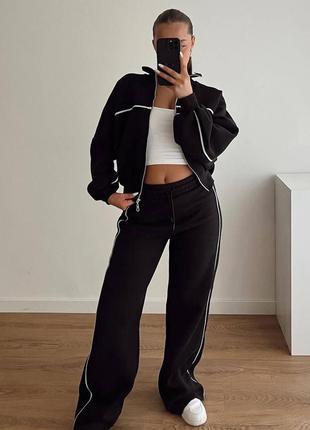 Теплый женский спортивный костюм в стиле zara белый, черный, масло, беж