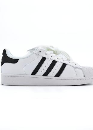 Жіночі шкіряні кросівки adidas superstar white black адідас суперстар4 фото