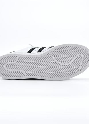 Жіночі шкіряні кросівки adidas superstar white black адідас суперстар8 фото