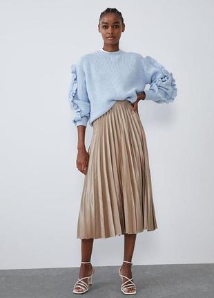 Юбка плиссе zara атласная юбка