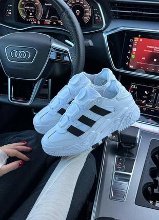 🌸женские кроссовки adidas niteball all white black адидас / демисезонные, весенние, летние, осенние / кожа, сетка / белые, черные