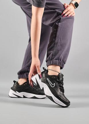 🌸женские кроссовки nike m2k tekno black white найк / демисезонные, весенние, летние, осенние / кожа / белые, черные
