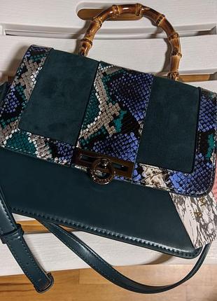 Сумочка moda in pelle бамбукова ручка принт пітон