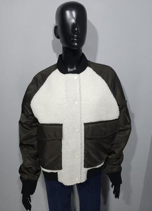 Бомбер marc o'polo denim white & green teddy fleece размер m4 фото