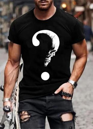 Неформальная готическая панк футболка череп знак вопроса