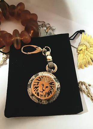 Брелок підвіска anne klein, лев,американський вінтаж, шкіра під змію