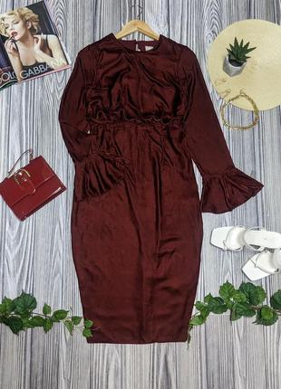 Бордовое велюровые миди платье asos #35264 фото