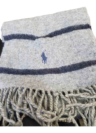 Шарф серый из шерсти лавы polo ralph lauren длина 1.6 метра
