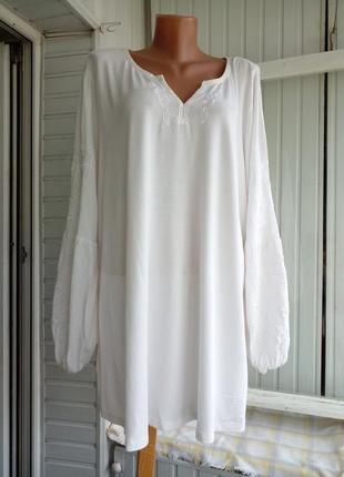Вискозная трикотажная блуза лонгслив туника большого размера батал2 фото