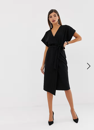 Asos асиметрична сукня на запах в стилі кімоно з розрізом