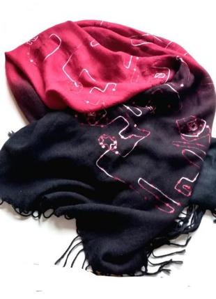 100% pashmina  бордо вишивка палантин