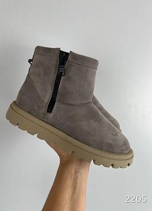 Зимові дуже теплі уггі натуральна замша натуральна вовна хутро на тонкій підошві