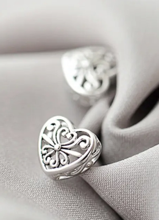 Серьги серебро 925 проба ажурные сердца